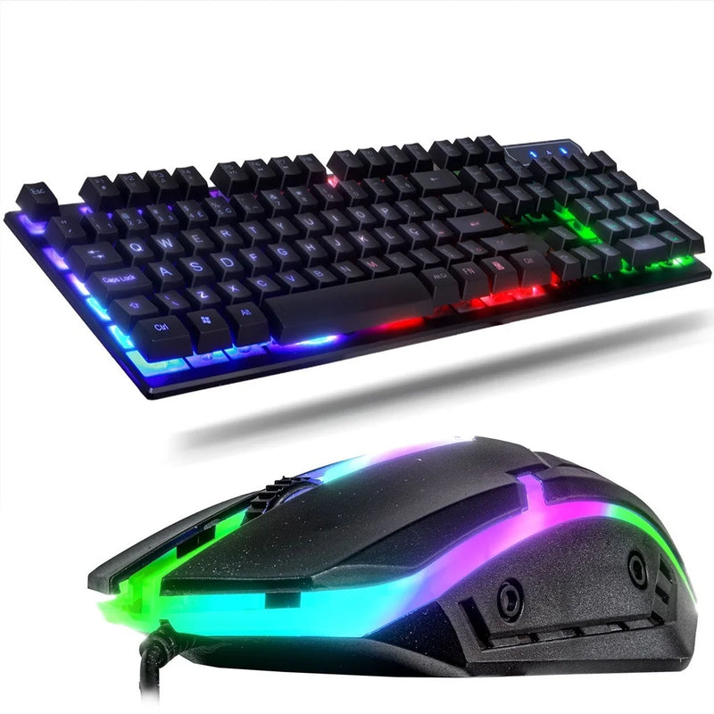 Kit Gamer Teclado Semi Mecânico + Mouse 3200dpi Usb Rgb Iluminado  - Calango