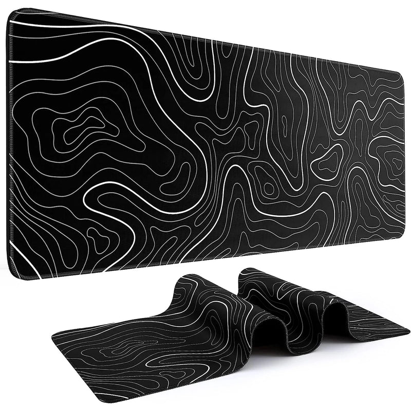 Mouse Pad Topográfico Preto e Branco Mouse Pad para Teclado com Anti-Sl