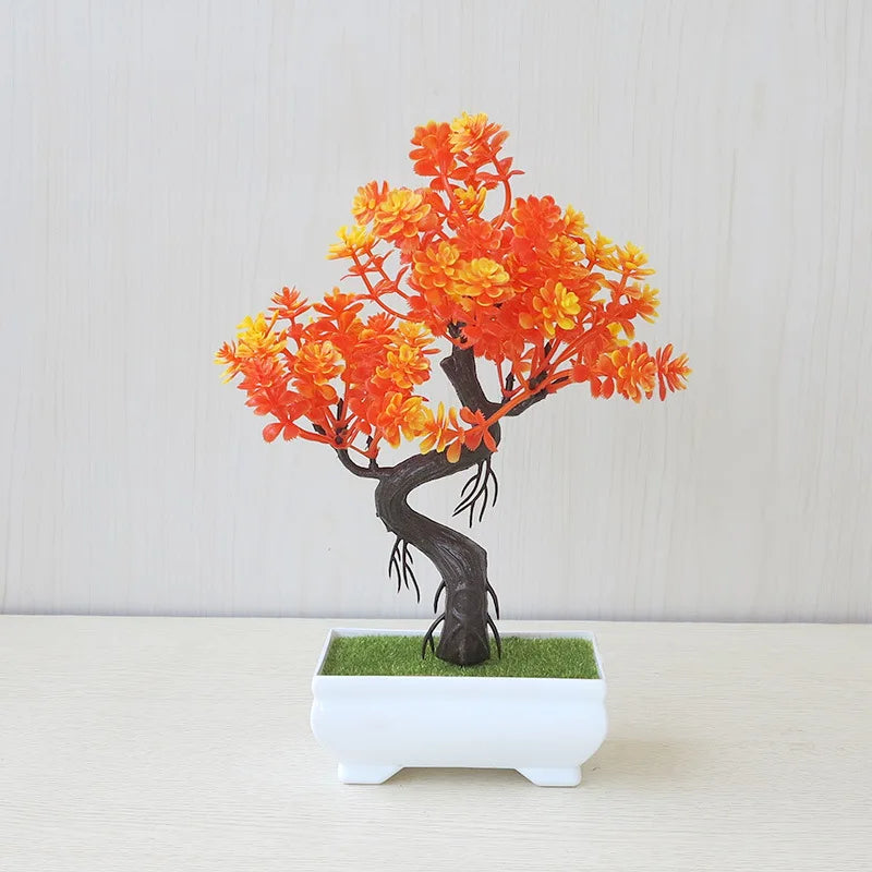 Plantas de plástico artificiais Bonsai Pequeno vaso de árvore Planta falsa Vaso de flores Arranjo de jardim Enfeites Sala Decoração de mesa para casa