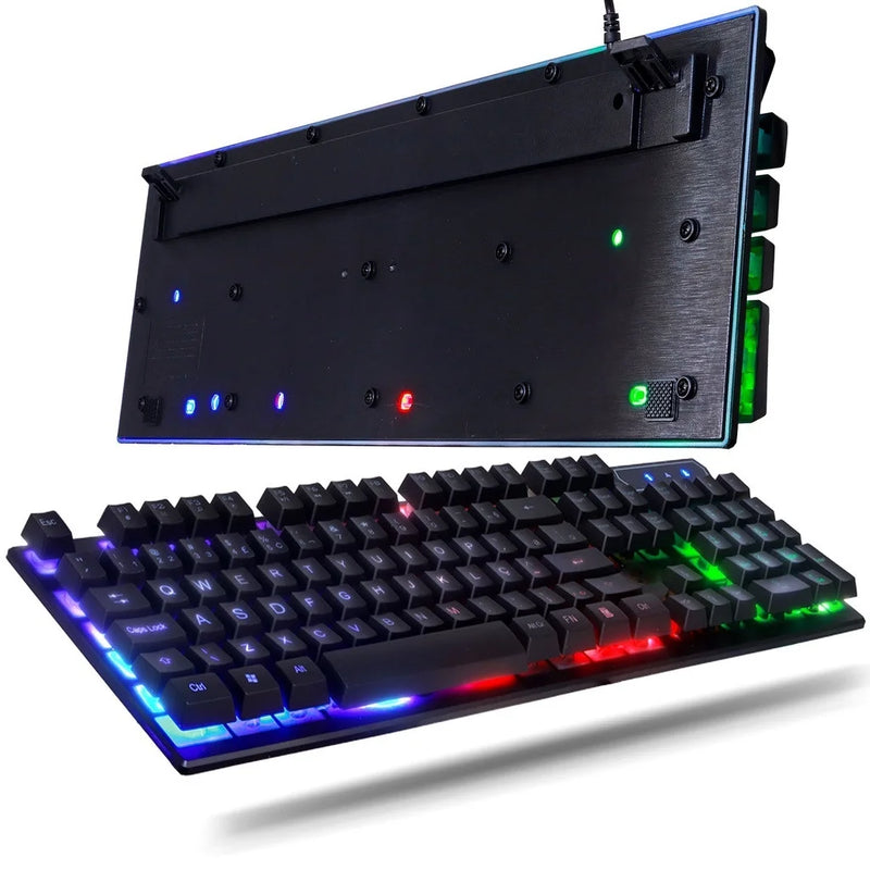 Kit Gamer Teclado Semi Mecânico + Mouse 3200dpi Usb Rgb Iluminado  - Calango