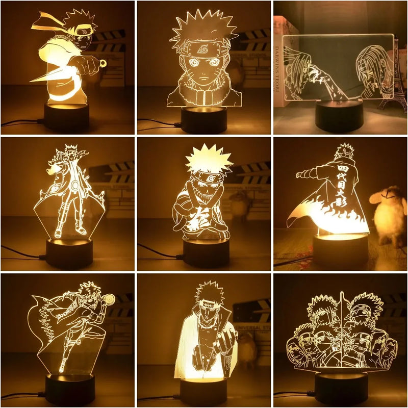 Uzumaki Naruto Anime Action Figures Night Light Namikaze Minato Manga Boruto Sasuke Itachi Akatsuki Bedroom Lamp Kids Gift Toys