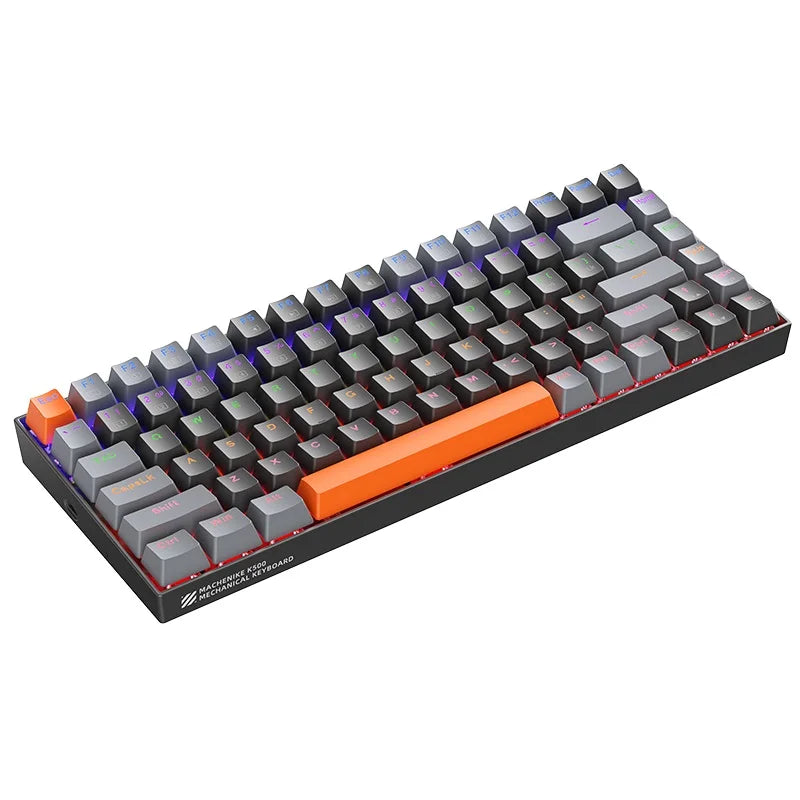 Teclado mecânico Machenike K500A-B84 75% TKL Hot-Swappable teclado para jogos com fio retroiluminado de 6 cores 84 teclas para PC Gamers Laptop