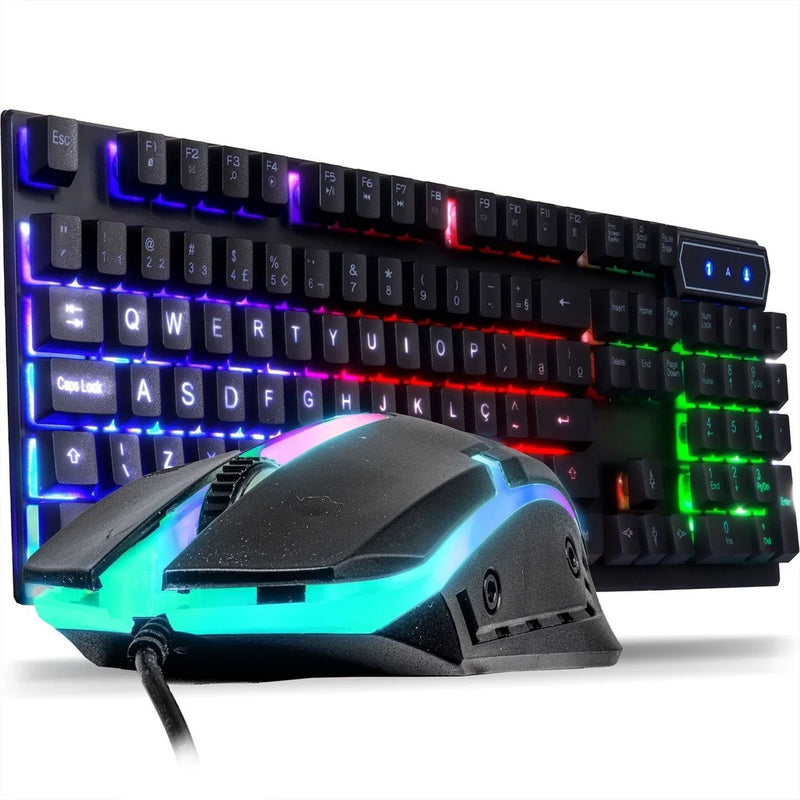 Kit Gamer Teclado Semi Mecânico + Mouse 3200dpi Usb Rgb Iluminado  - Calango