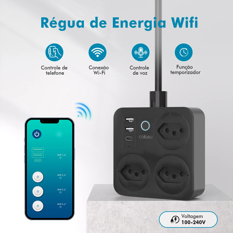 Tomada de extensão, extensão de energia, tomada USB - Calango