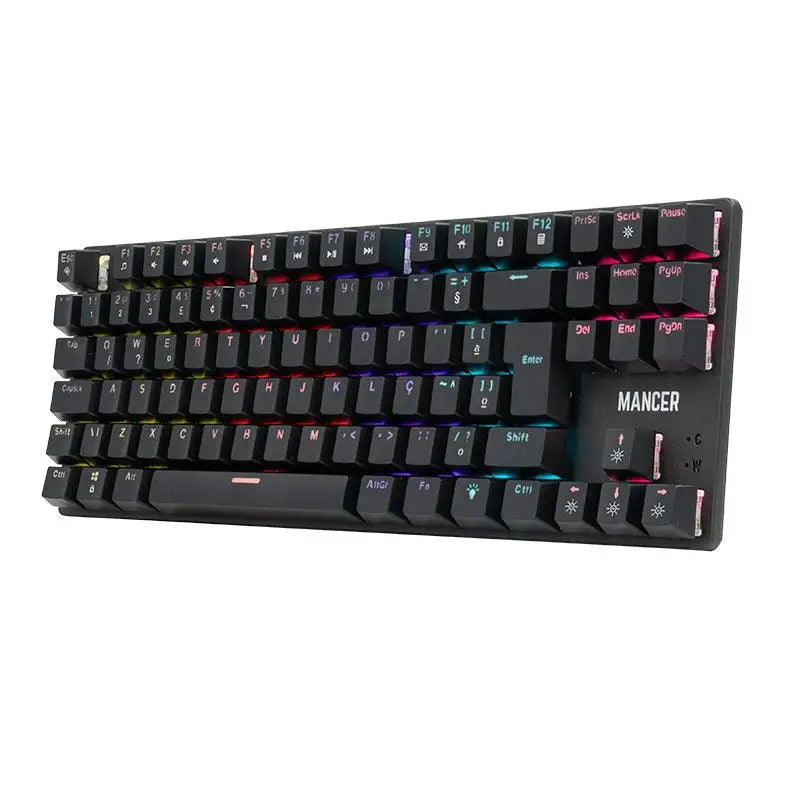 Teclado mecânico gamer Mancer Shade MK2 Rainbow Red Huano Switch Preto MCR-SHM2-RBW01RD