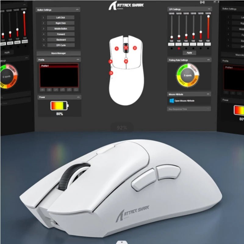 Attack Shark R1 18000dpi Wireless Mouse, 1000Hz, Tri - mode Connection, PAW3311,Macro Gaming Mouse - Calango Ofertas